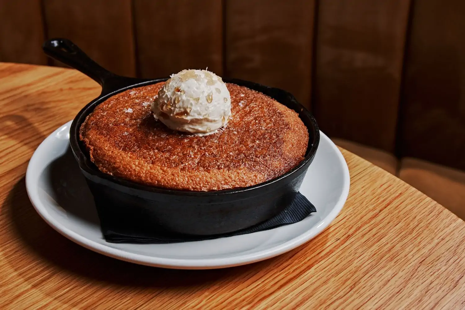 An iron skillet with a baked breakfast dish at Marcus Bar & Grille, one of the best brunch spots in Atlanta on OpenTable.
