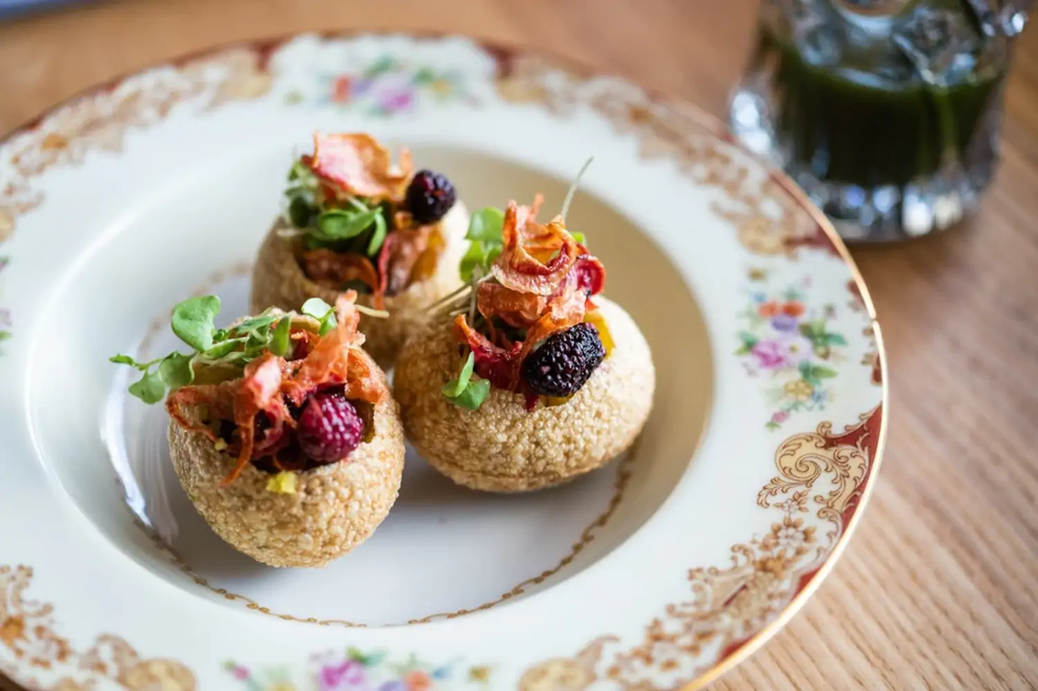 Pani puri from Mister Mao, a MICHELIN Bib Gourmand restaurant in New Orleans.