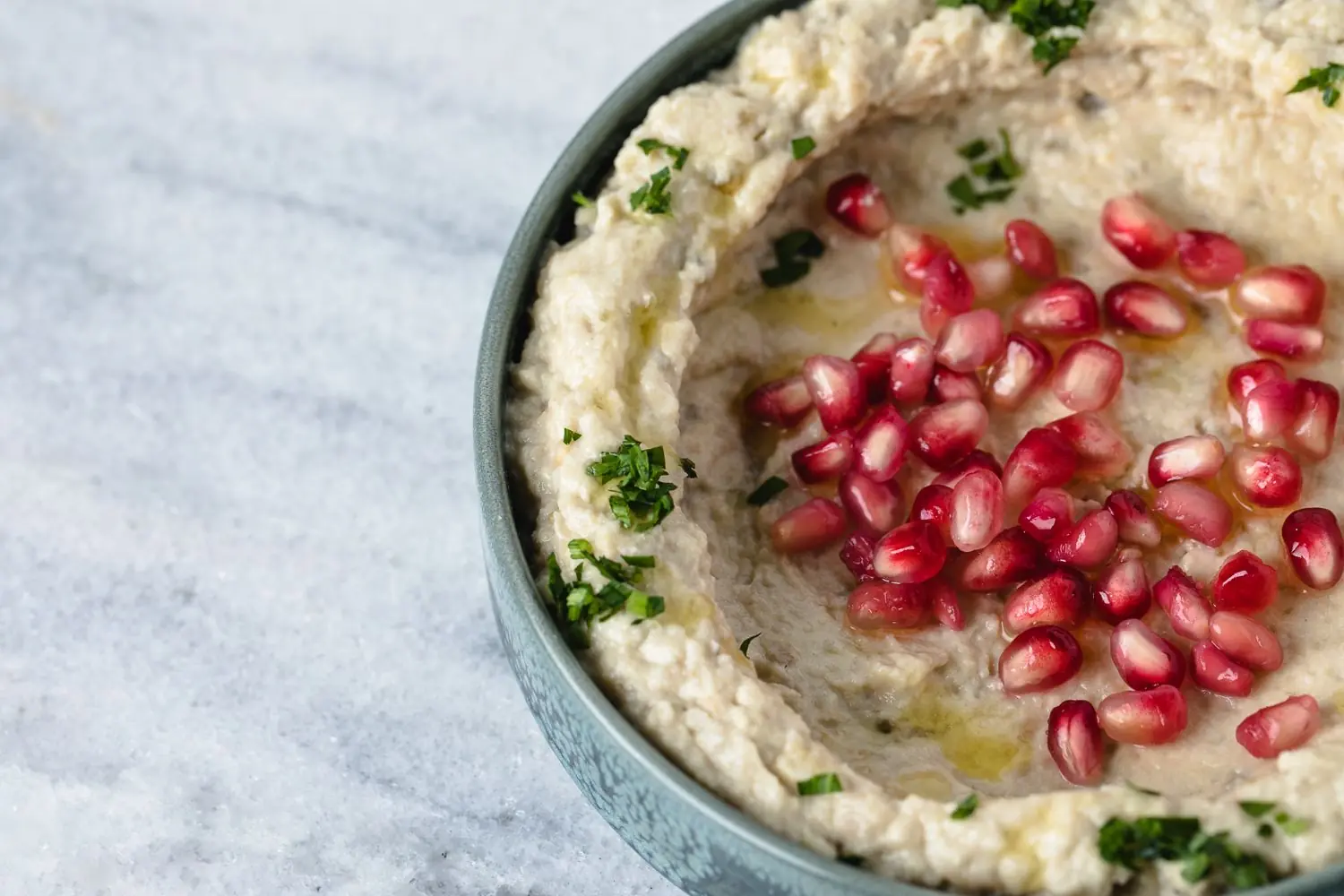 zakia babaganoush topped with pomegranate seeds at Zakia in Atlanta