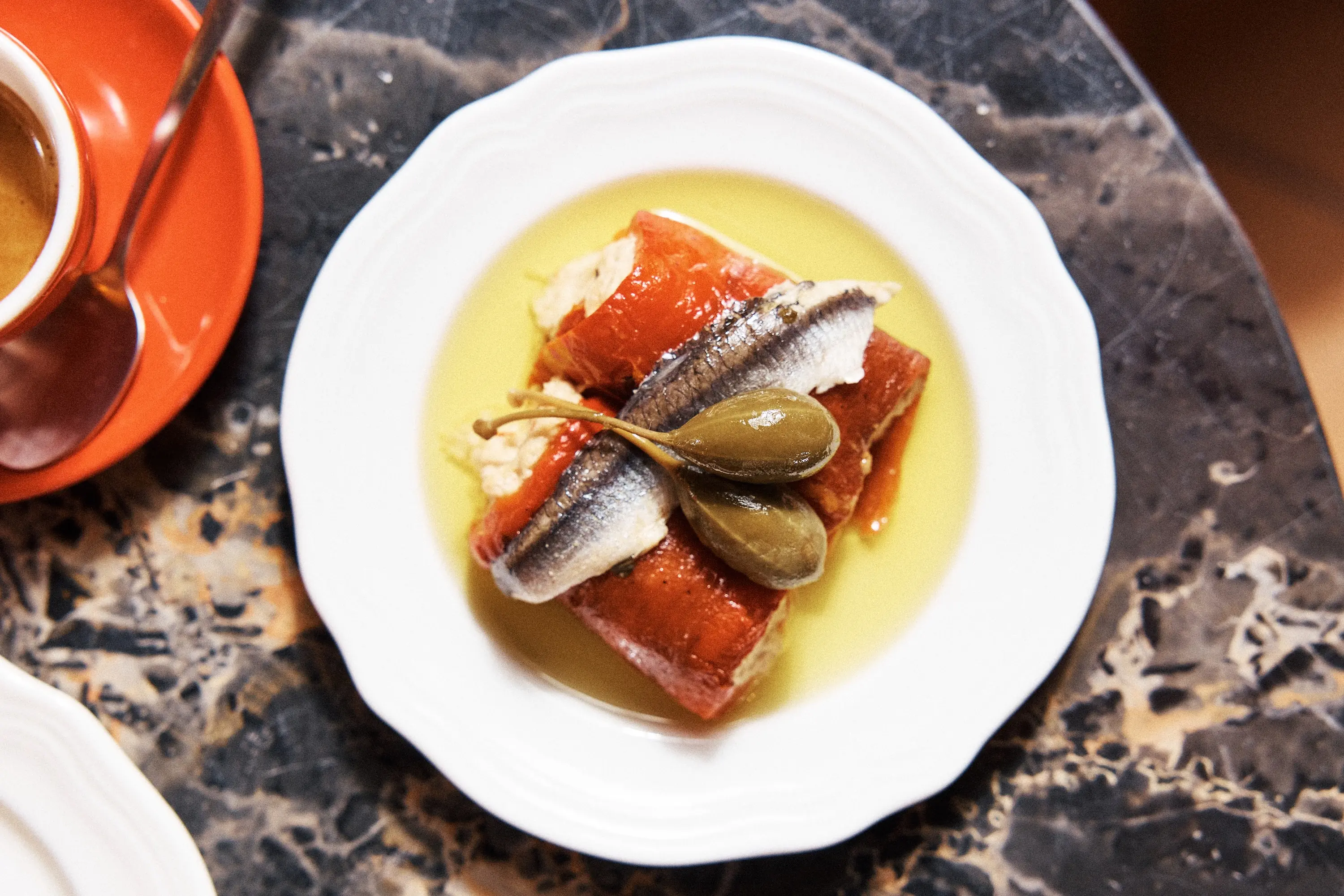 Anchovy, olives, and cheese wrapped in salami at the restaurant Bar Cicci in Philadelphia