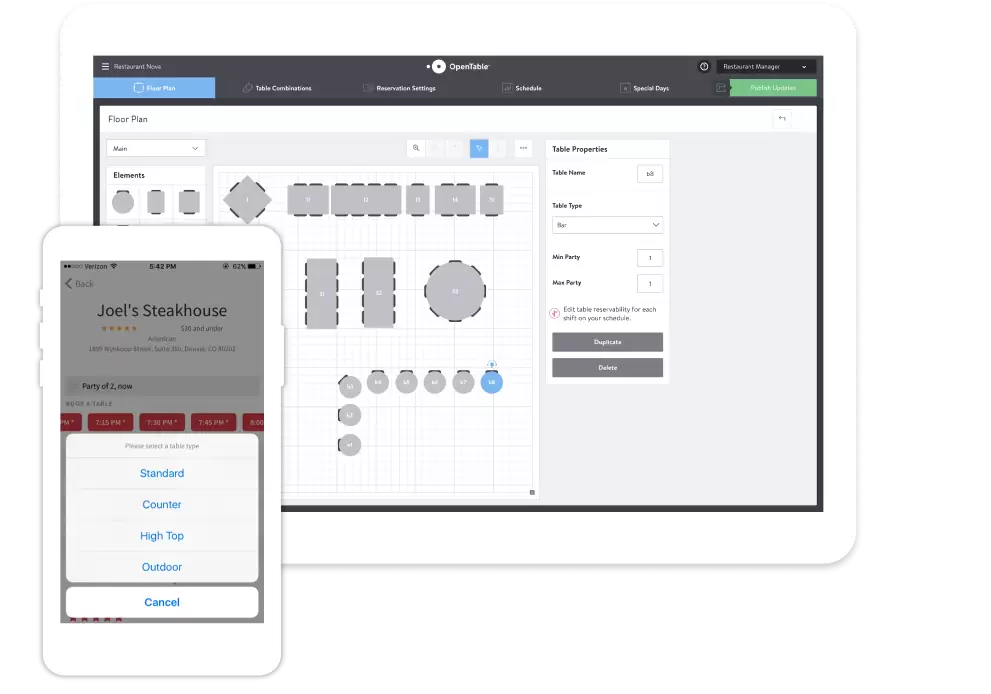 Smart Table Manager Restaurant Table Management System | OpenTable